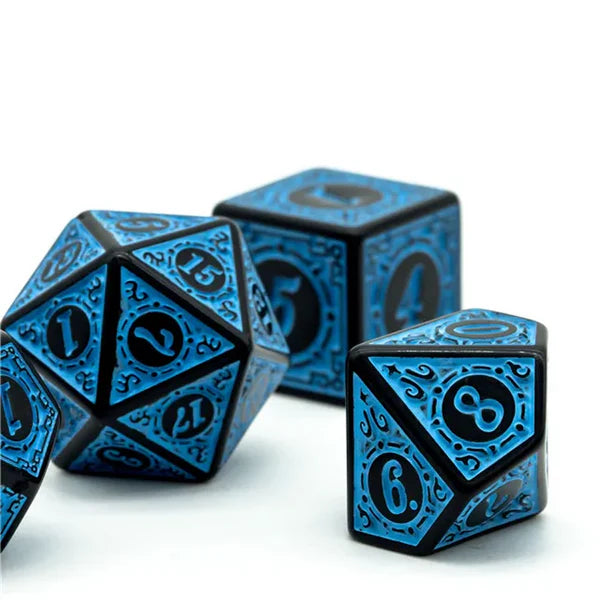 Blue Runes | Acrylic Dice | 7 Piece Set