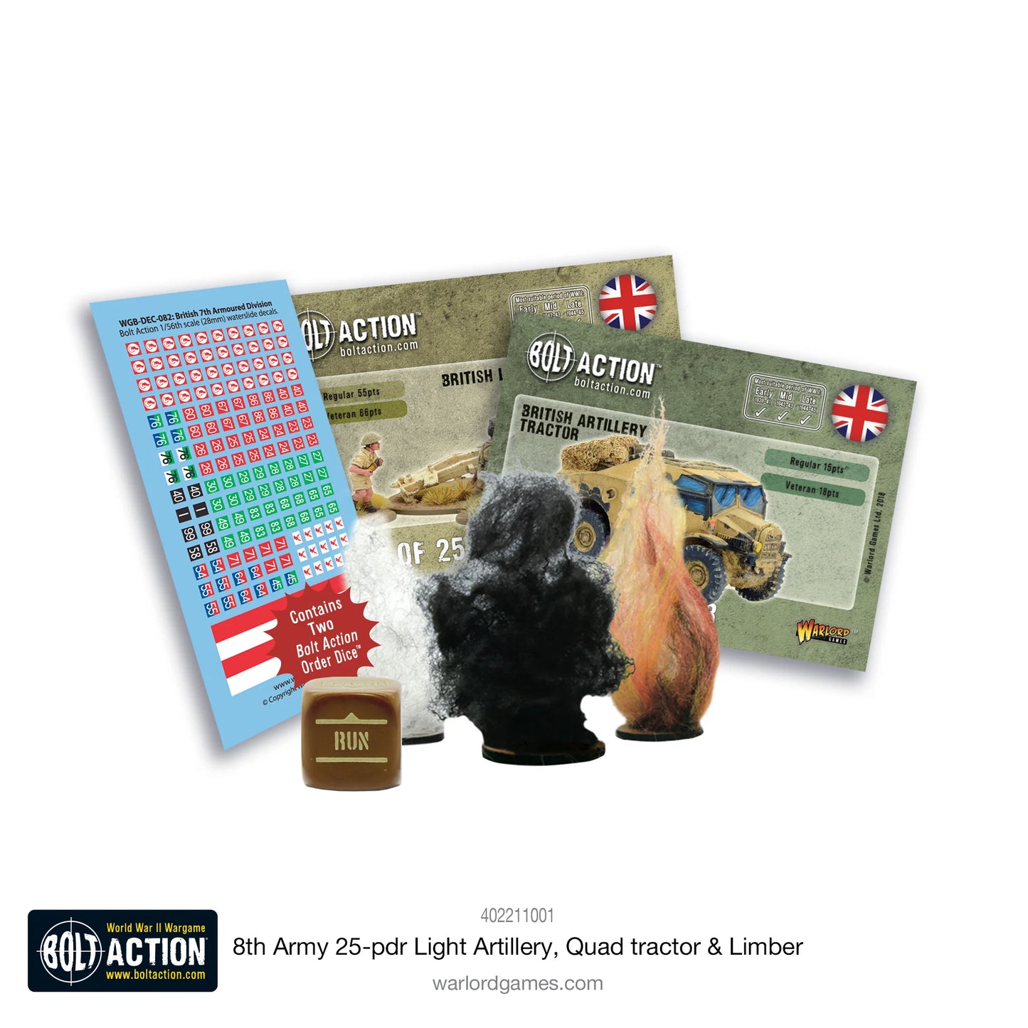 British (8th Army) 25-pdr Light Artillery, Quad tractor & Limber