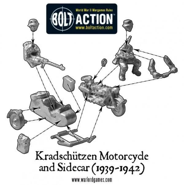 German Afrika Korps Kradschutzen Motorcycle & Sidecar