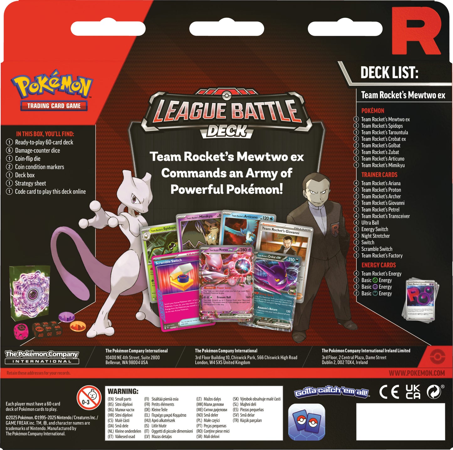 Pokemon TCG: Team Rocket's Mewtwo ex League Battle Decks