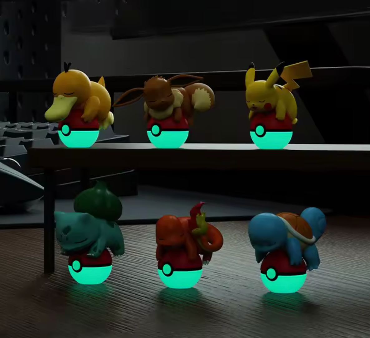 Glowing Pokeball at Night