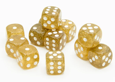 16mm D6 Dice, Transparent, Round Edge, 12 pack