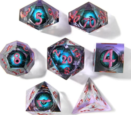 Moving Eye 7 piece dice set