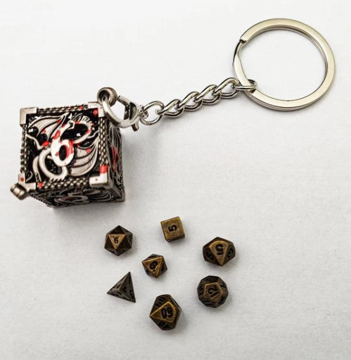 Wyvern's Vault | D6 Keyring w/Mini Dice | Blood Spatter