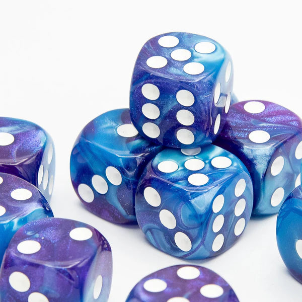 Iridescent 16mm D6 Dice Round Edge 12 pack