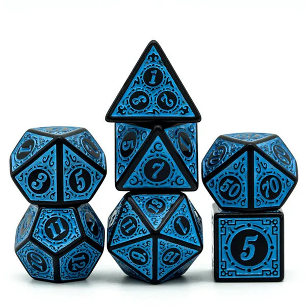 Blue Runes | Acrylic Dice | 7 Piece Set