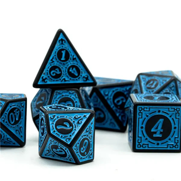 Blue Runes | Acrylic Dice | 7 Piece Set