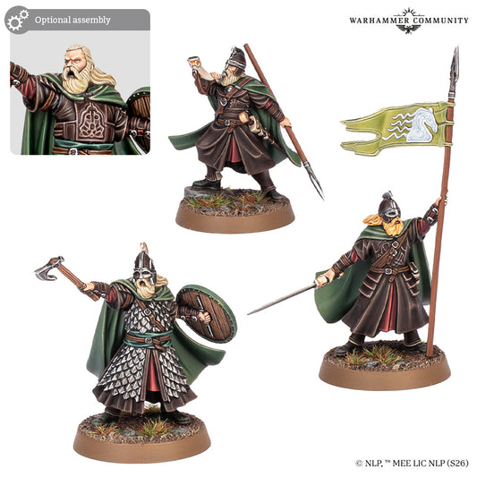 alt_tag: M-E Sbg: Warriors Of Rohan Commanders miniatures showcasing captains and warriors with customizable options.